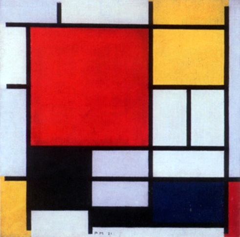 P. Mondrian, Composición con rojo, amarillo y azul